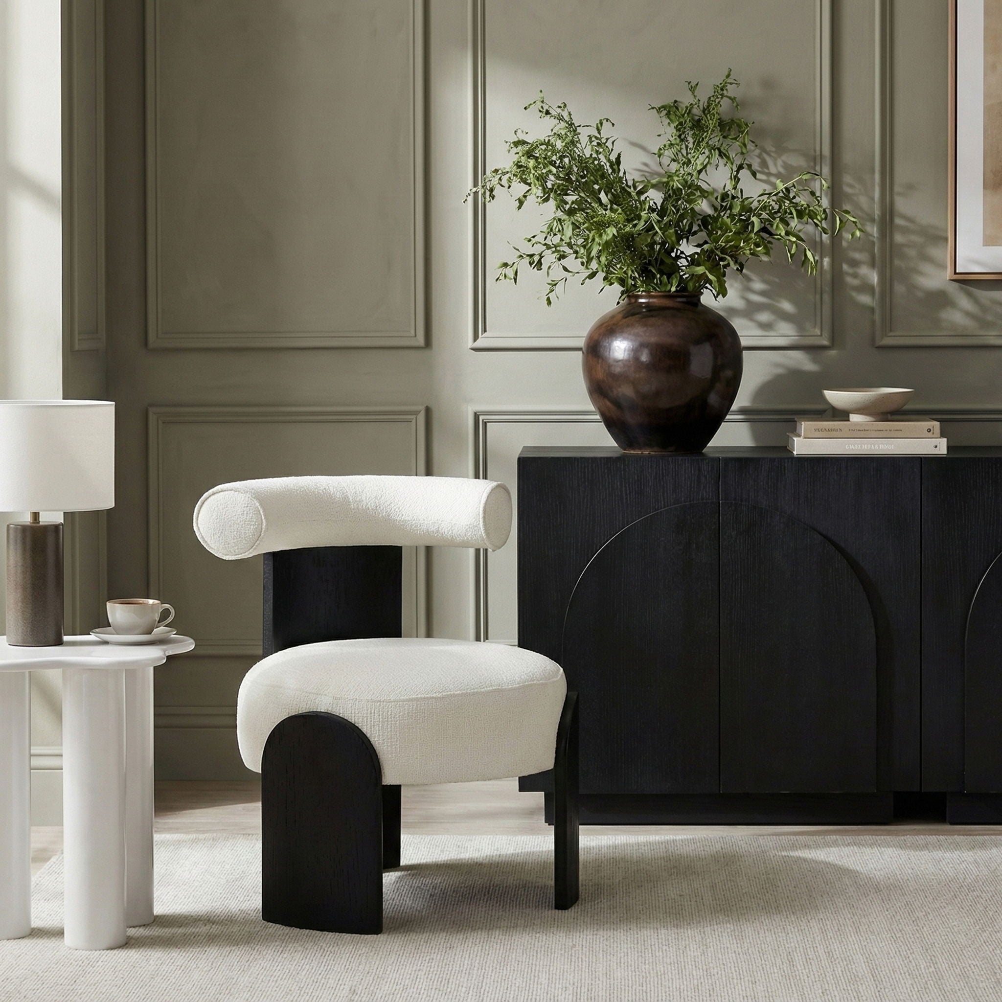 Calder - Linen Textured Fabric Upholstered Accent Chair - Painted Black Base - Urban Living Furniture (Los Angeles, CA)