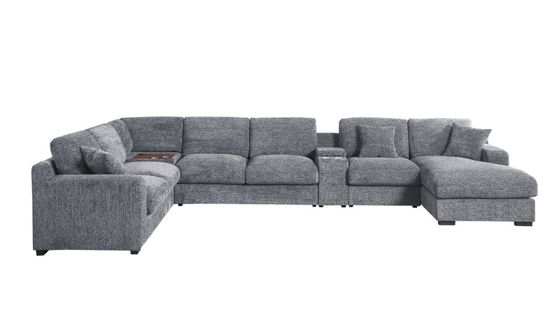 Celine - Chenille Fabric Corner Sectional Sofa With Right-Facing Chaise, Cupholders, And Charging Ports - Urban Living Furniture (Los Angeles, CA)