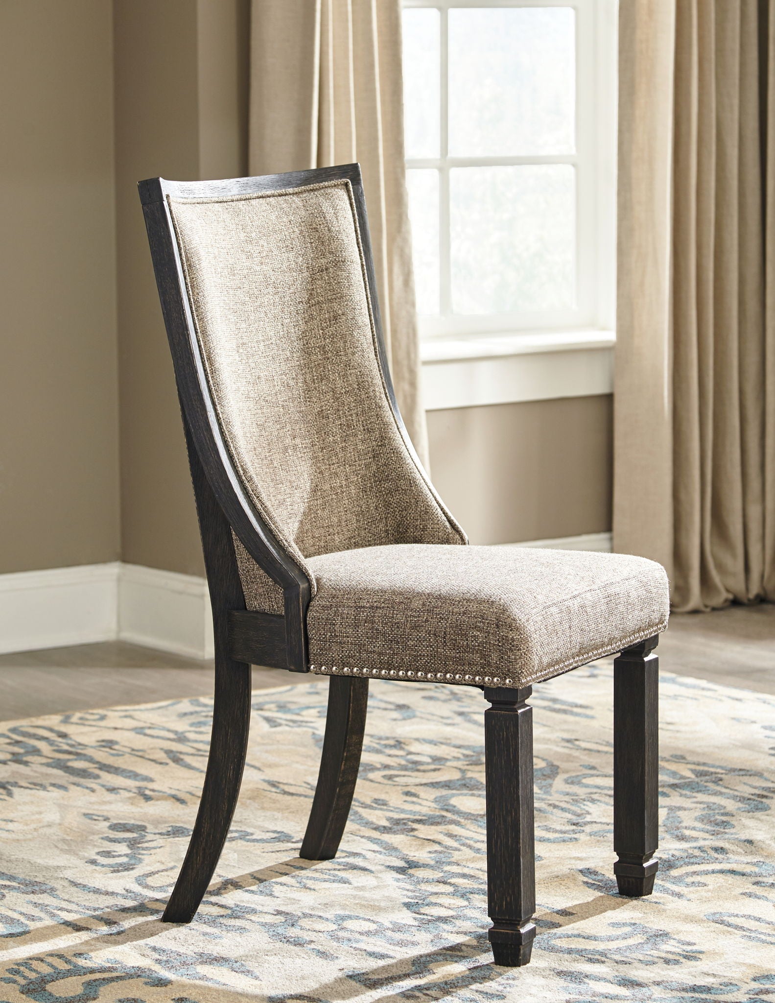 Tyler Creek - Black / Grayish Brown - Dining UPH Side Chair (Set of 2) - Framed Back - Urban Living Furniture (Los Angeles, CA)