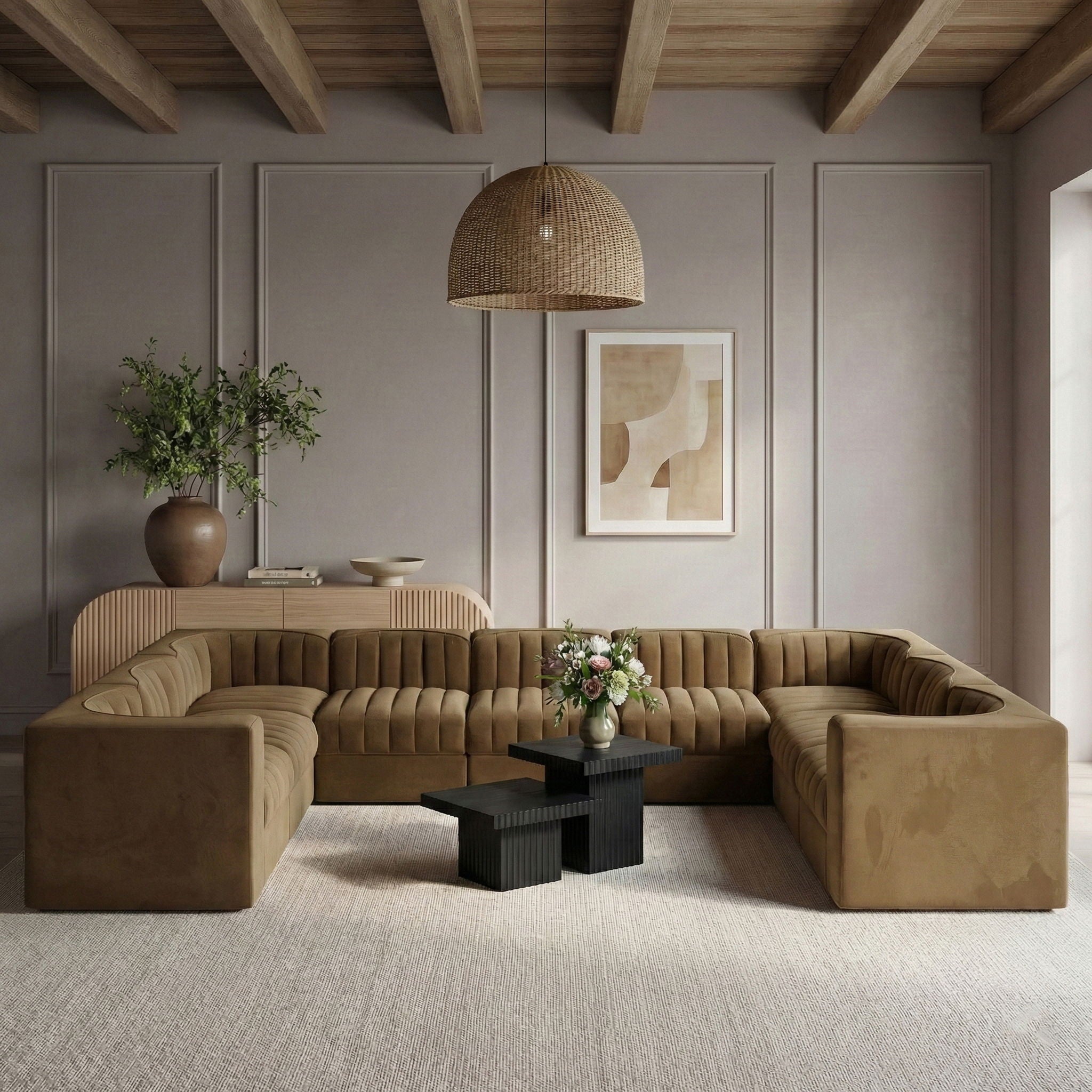 Rummi - Velvet Performance Fabric Upholstered 9 Piece Modular Sectional - Urban Living Furniture (Los Angeles, CA)