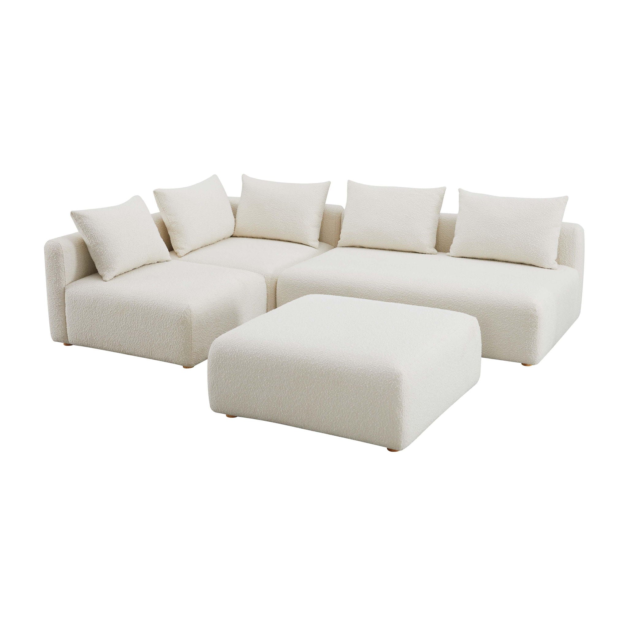 Hangover - Boucle 4-Piece Modular Chaise Sectional - Cream - Urban Living Furniture (Los Angeles, CA)