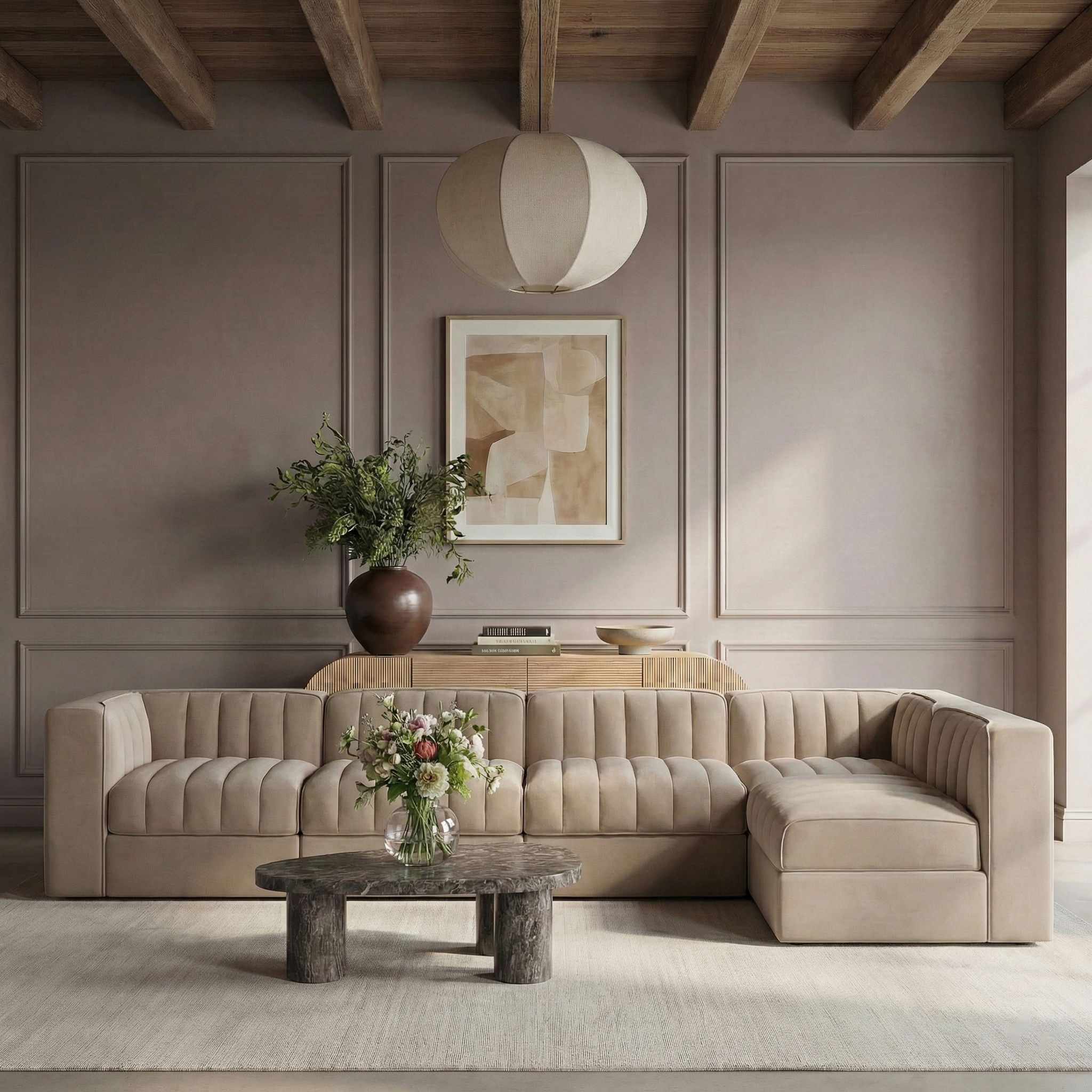 Rummi - Velvet Performance Fabric Upholstered 5 Piece Modular Sectional, L-Shaped (Right) - Urban Living Furniture (Los Angeles, CA)
