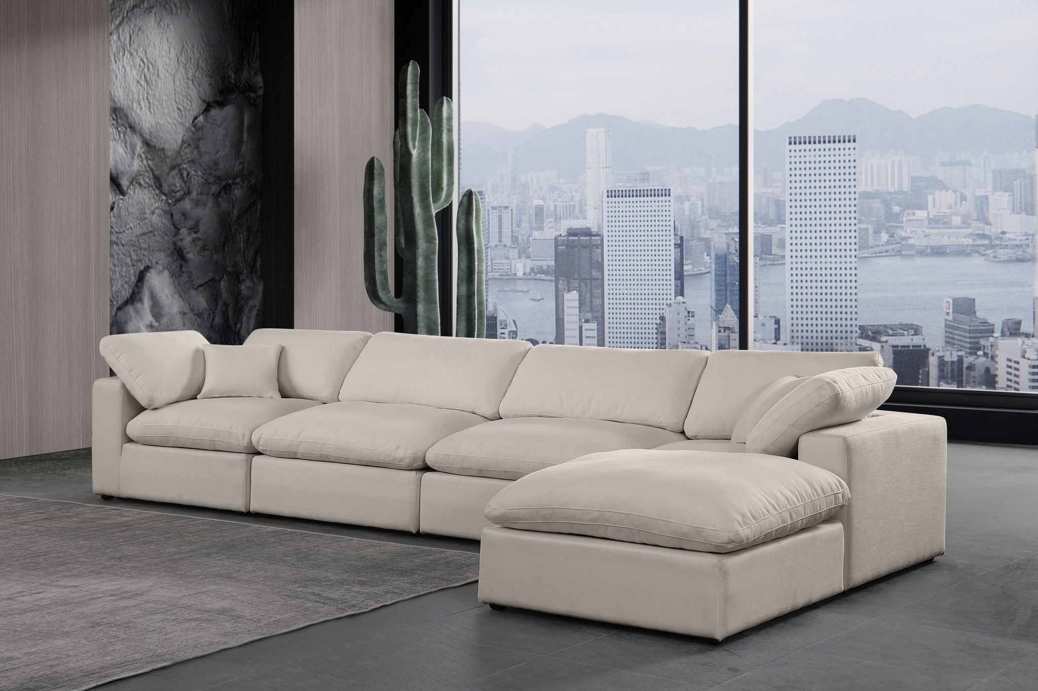 Comfy - 5 Piece Linen Modular Sectional With Chaise - Urban Living Furniture (Los Angeles, CA)