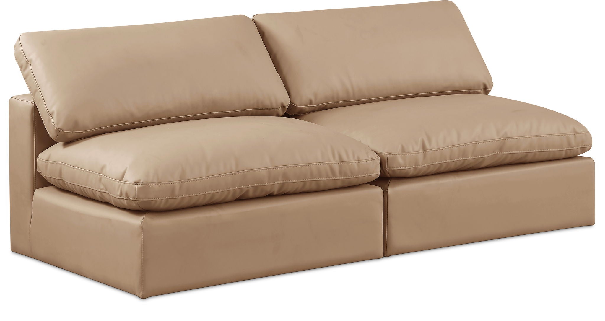 Comfy - Faux Leather Modular Armless Sofa 2 Seats - Light Brown - Urban Living Furniture (Los Angeles, CA)