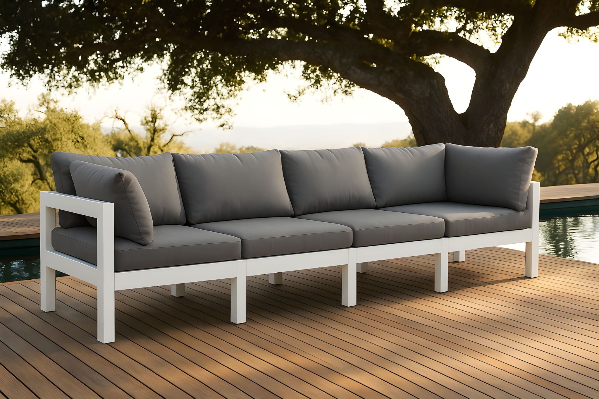 Nizuc - Outdoor Patio 4 Seat Modular Sofa With White Frame - Urban Living Furniture (Los Angeles, CA)