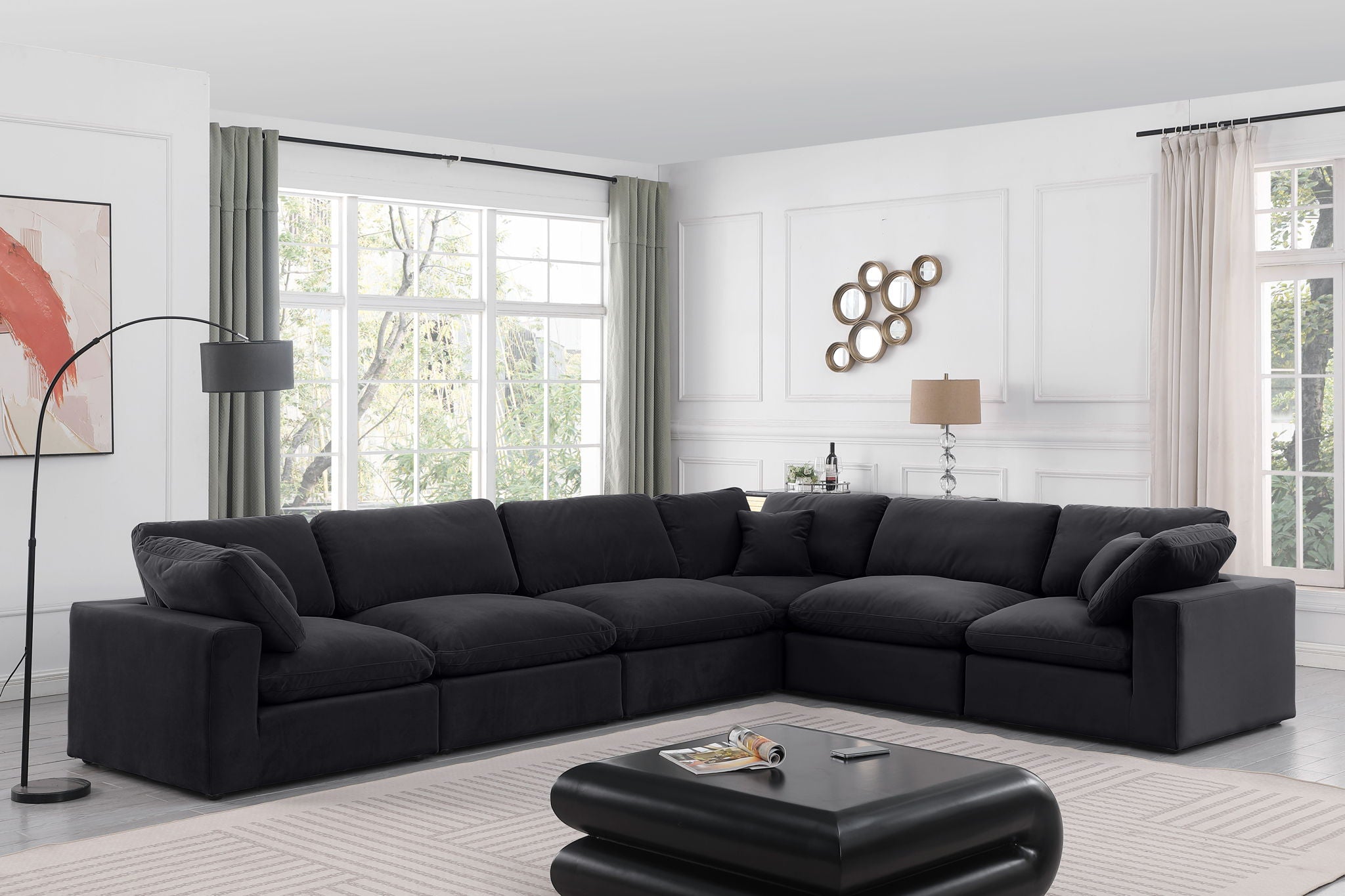 Comfy - 6 Piece Velvet Modular Corner Sectional - Urban Living Furniture (Los Angeles, CA)