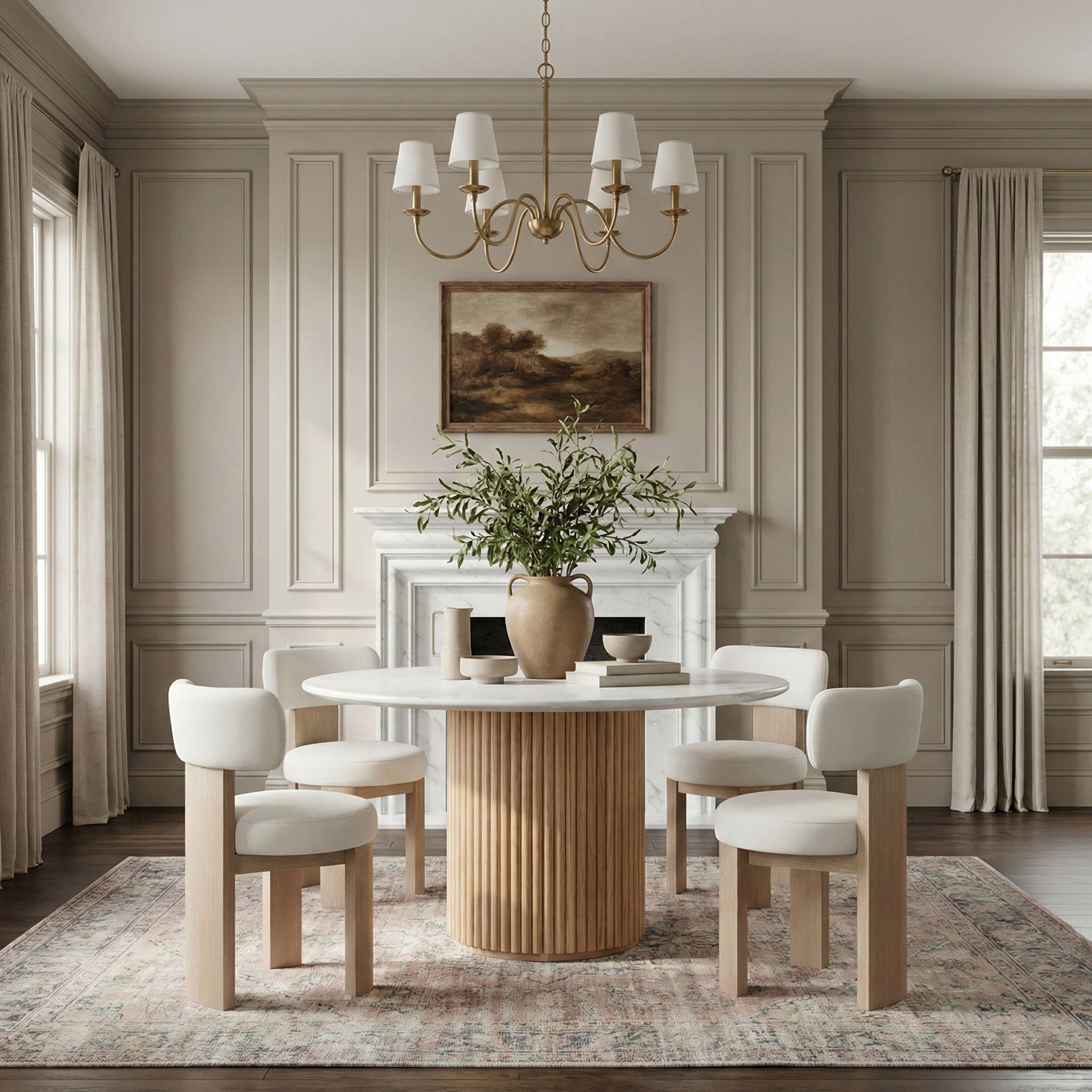Atelier - Vegan Leather Upholstered Dining Chair (Set of 2) - Painted Natural Frame - Urban Living Furniture (Los Angeles, CA)