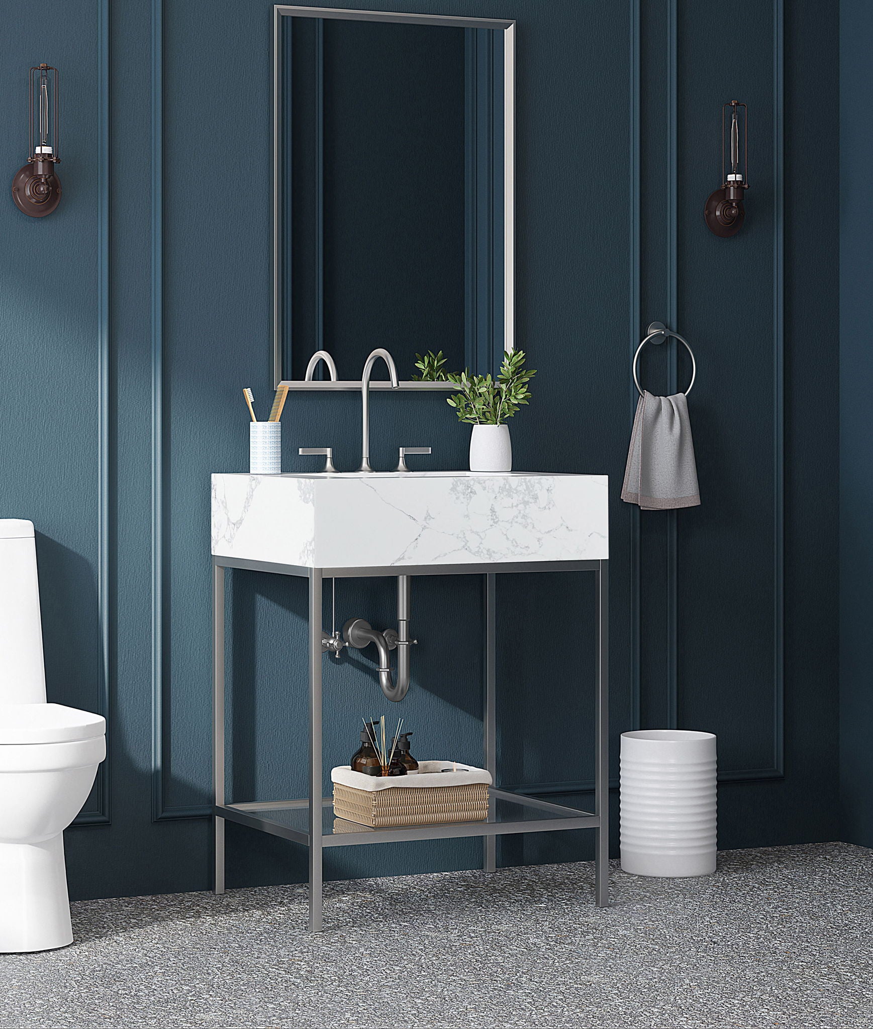 Marmo - Engineered Marble Bathroom Vanity With Chrome Base - Urban Living Furniture (Los Angeles, CA)