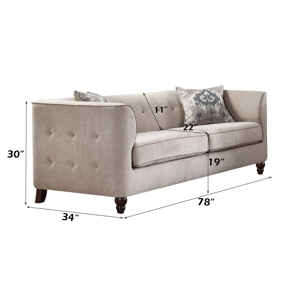 Cyndi - Sofa With 2 Pillows - Tan Velvet - Urban Living Furniture (Los Angeles, CA)