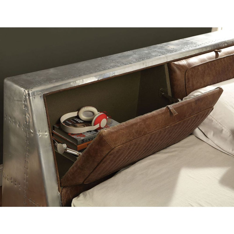 Brancaster - Queen Bed - Retro Brown Top Grain Leather & Aluminum - Urban Living Furniture (Los Angeles, CA)
