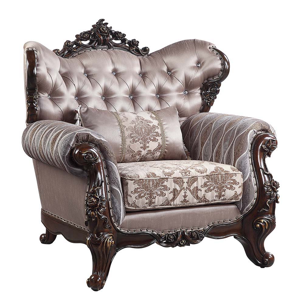 Benbek - Chair - Fabric & Antique Oak Finish - Urban Living Furniture (Los Angeles, CA)