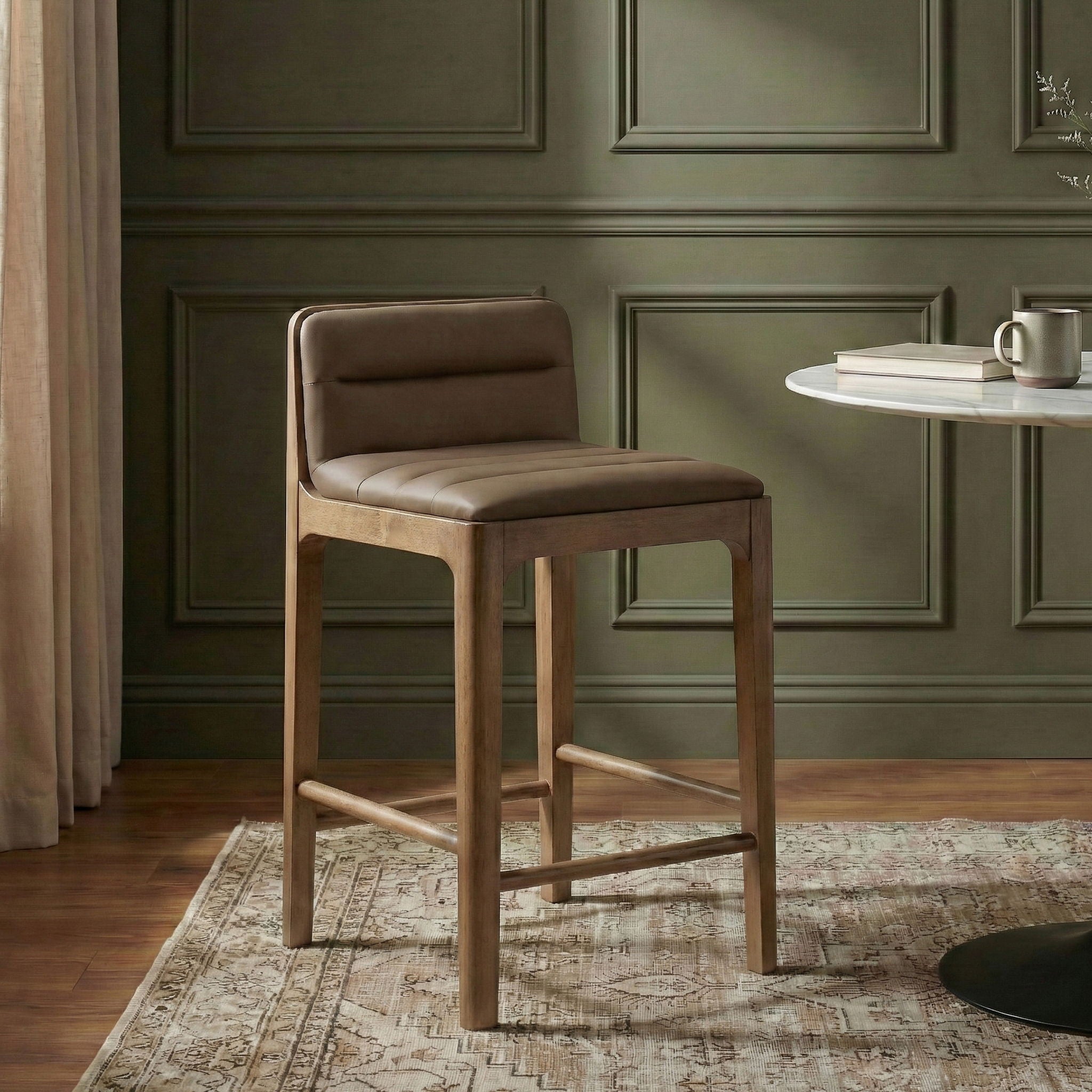 Ellis - Vegan Leather Upholstered Counter Stool (Set of 2) - Brown Base - Urban Living Furniture (Los Angeles, CA)