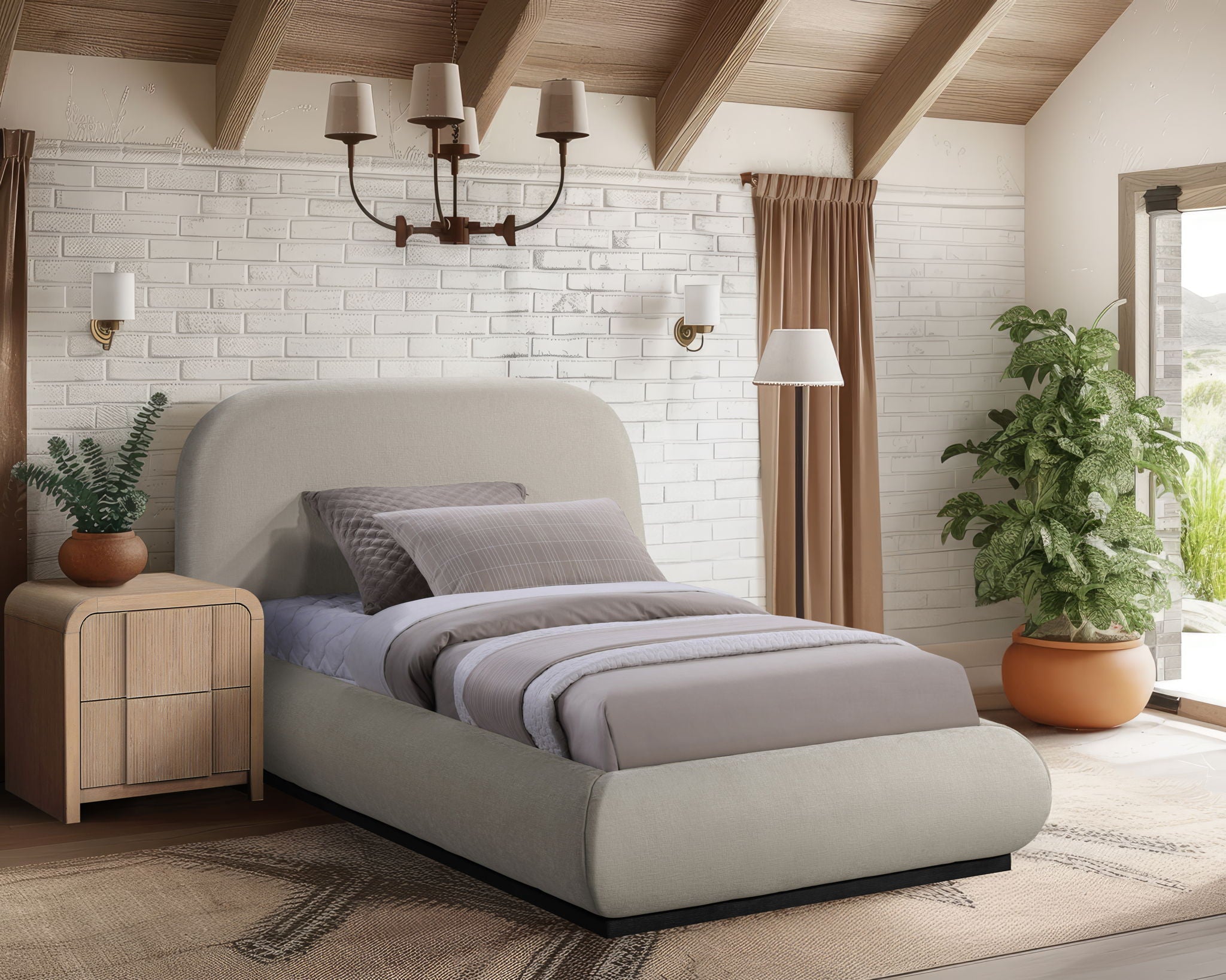 Vaughn - Chenille Bed With Black Base - Urban Living Furniture (Los Angeles, CA)