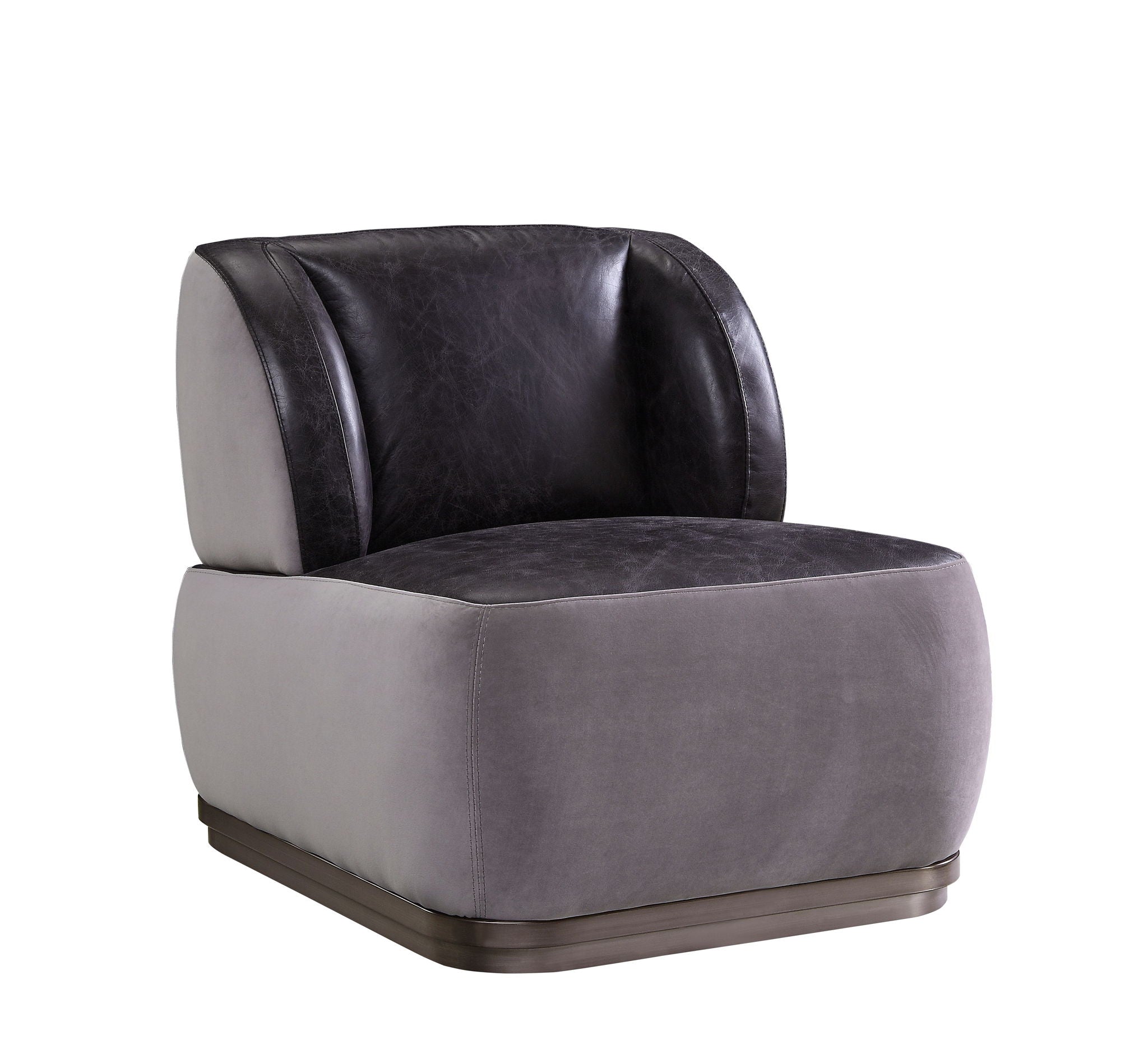 Decapree - Accent Chair - Antique Slate Top Grain Leather & Gray Velvet - Urban Living Furniture (Los Angeles, CA)