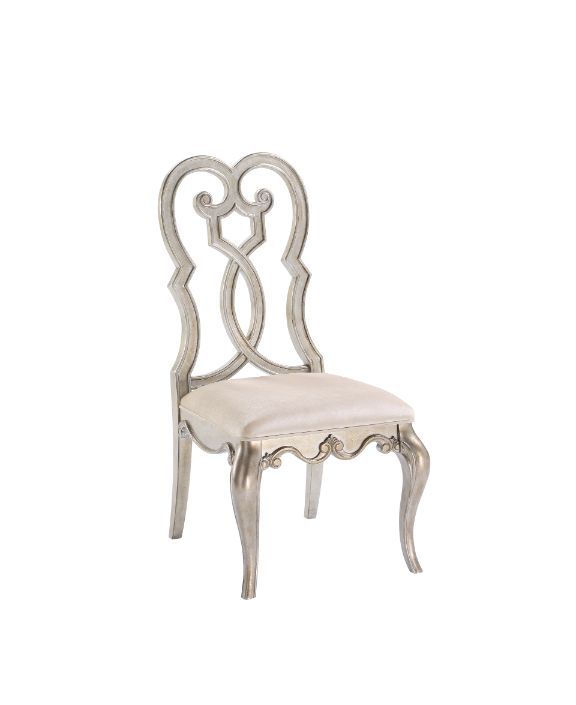 Esteban - Side Chair (Set of 2) - Ivory Velvet & Antique Champagne Finish - Urban Living Furniture (Los Angeles, CA)
