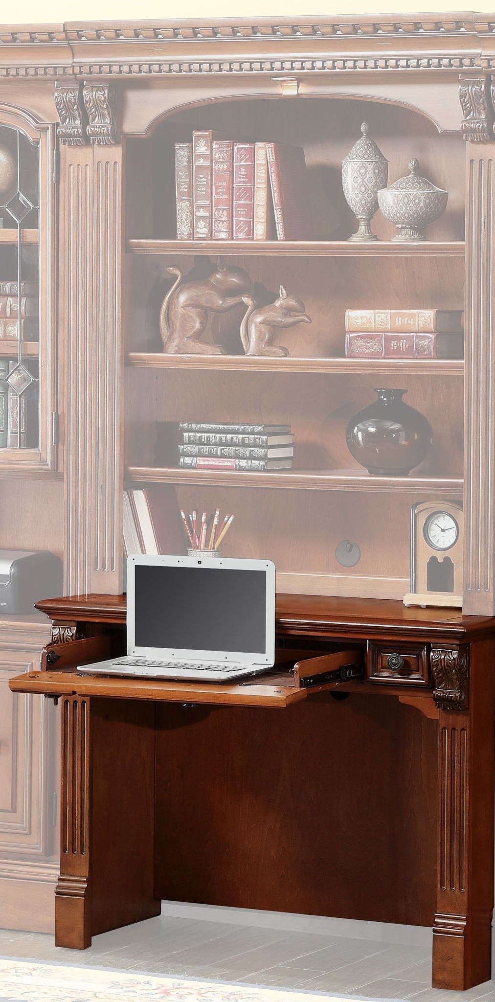 Huntington - Library Desk - Antique Vintage Pecan