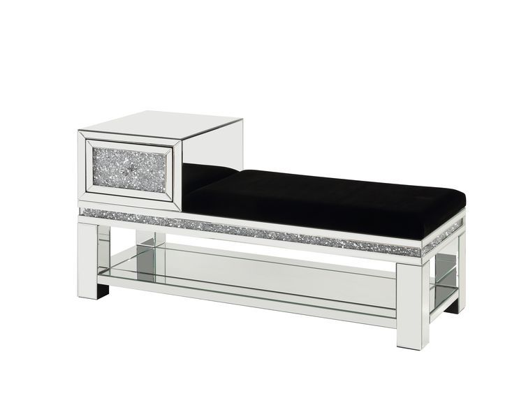Noralie - 24" Bench With Storage - Mirrored & Faux Diamonds - Urban Living Furniture (Los Angeles, CA)