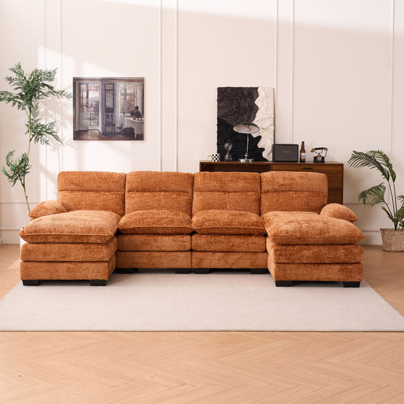U - Shaped Profile Modular Sofa, Including 2 Single Seats And 2 Chaise