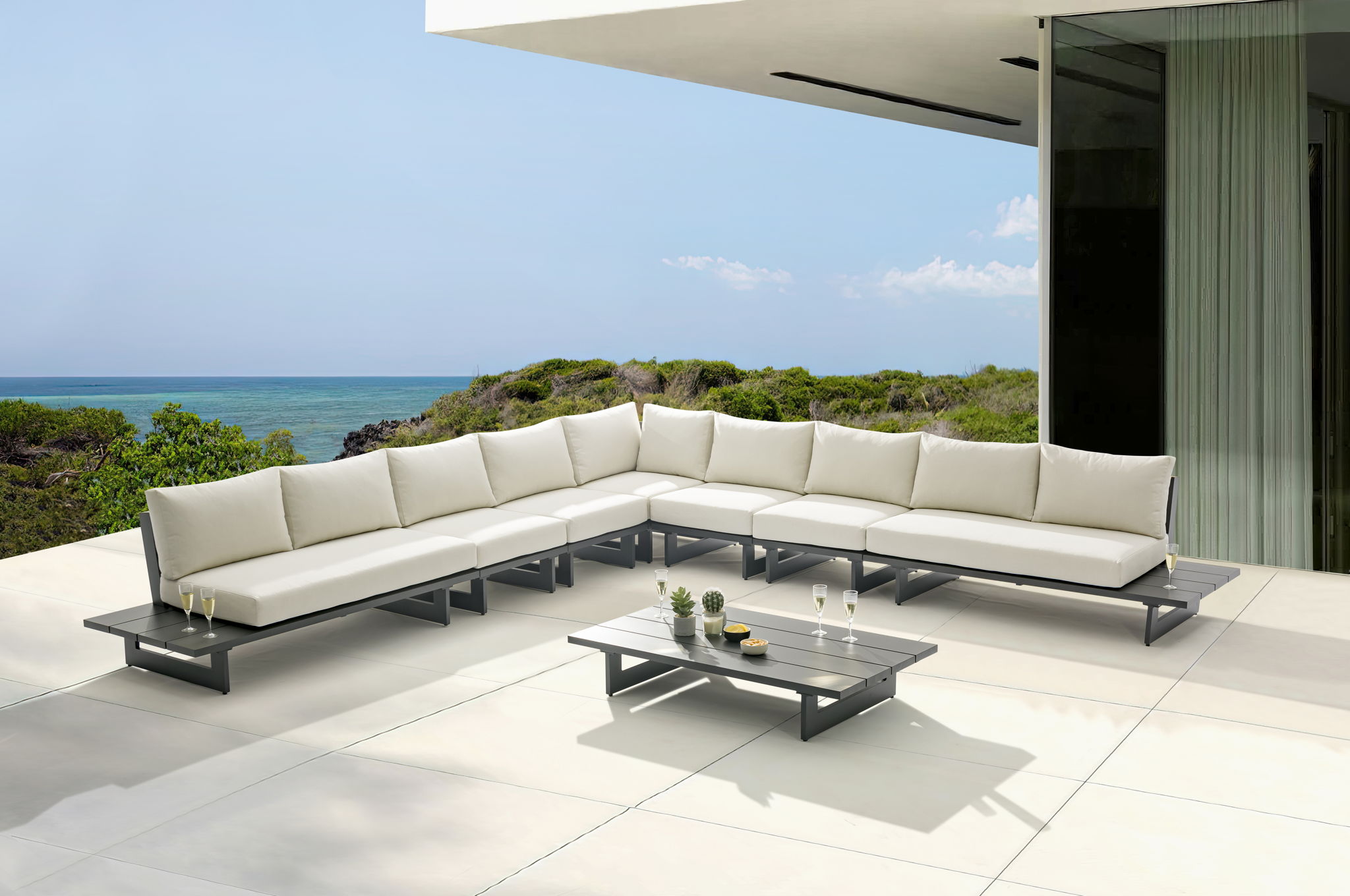 Maldives - 7 Piece Water Resistant Outdoor Patio Modular Sectional With Gray Base - Urban Living Furniture (Los Angeles, CA)