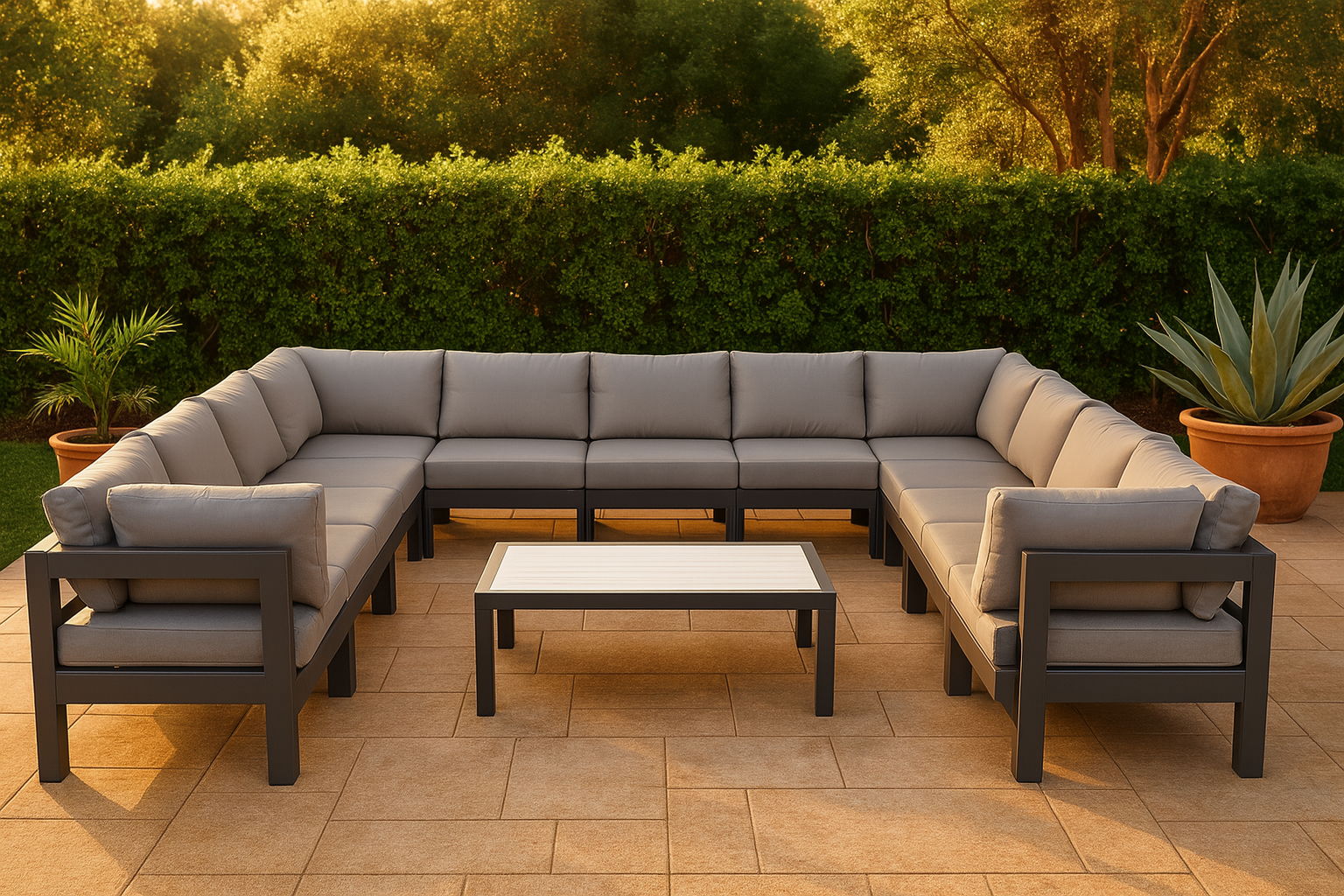 Nizuc - Outdoor Patio 13 Piece Modular Sectional With Gray Frame - Urban Living Furniture (Los Angeles, CA)