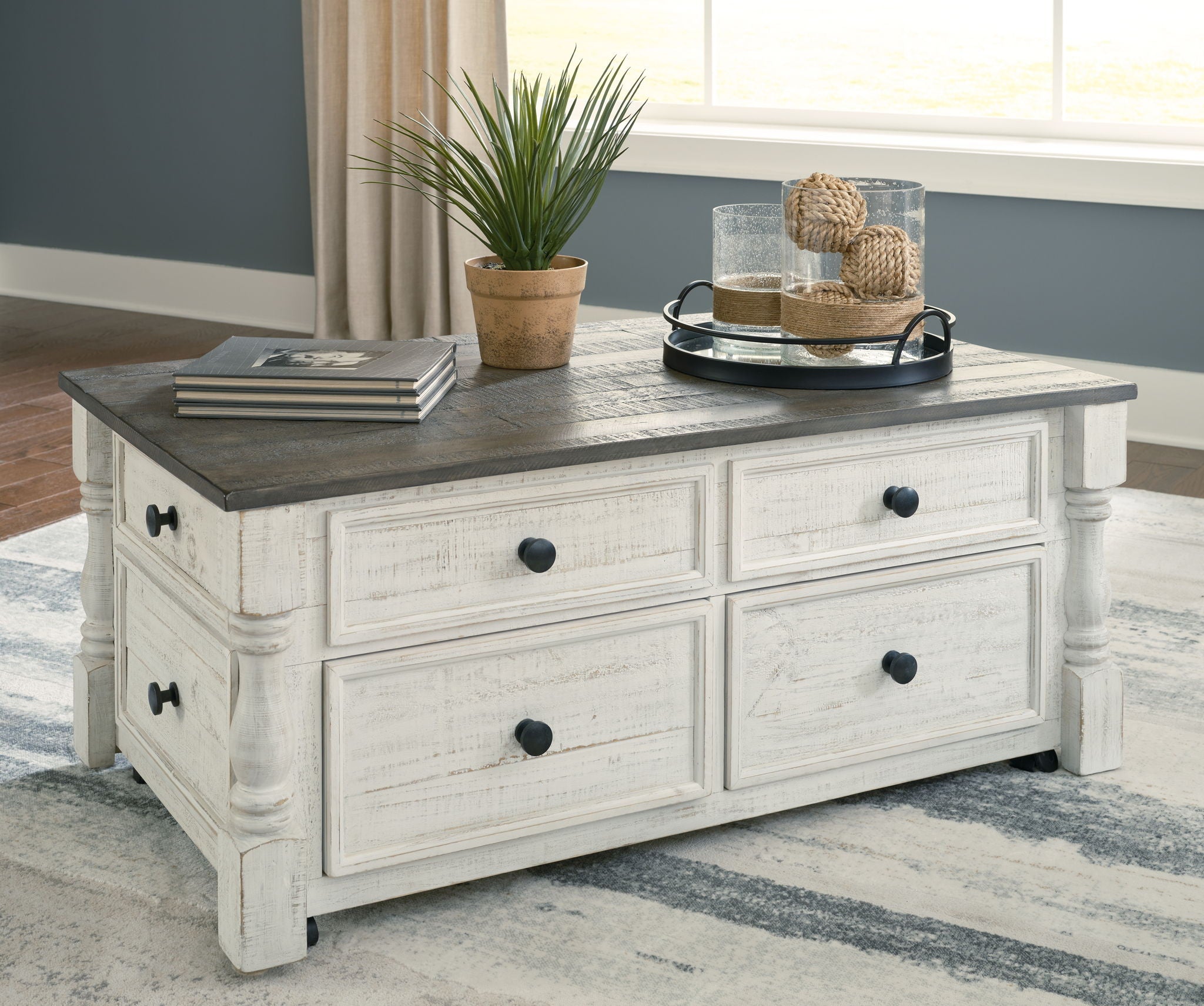 Havalance - White / Gray - Lift Top Cocktail Table with Storage Drawers - Urban Living Furniture (Los Angeles, CA)