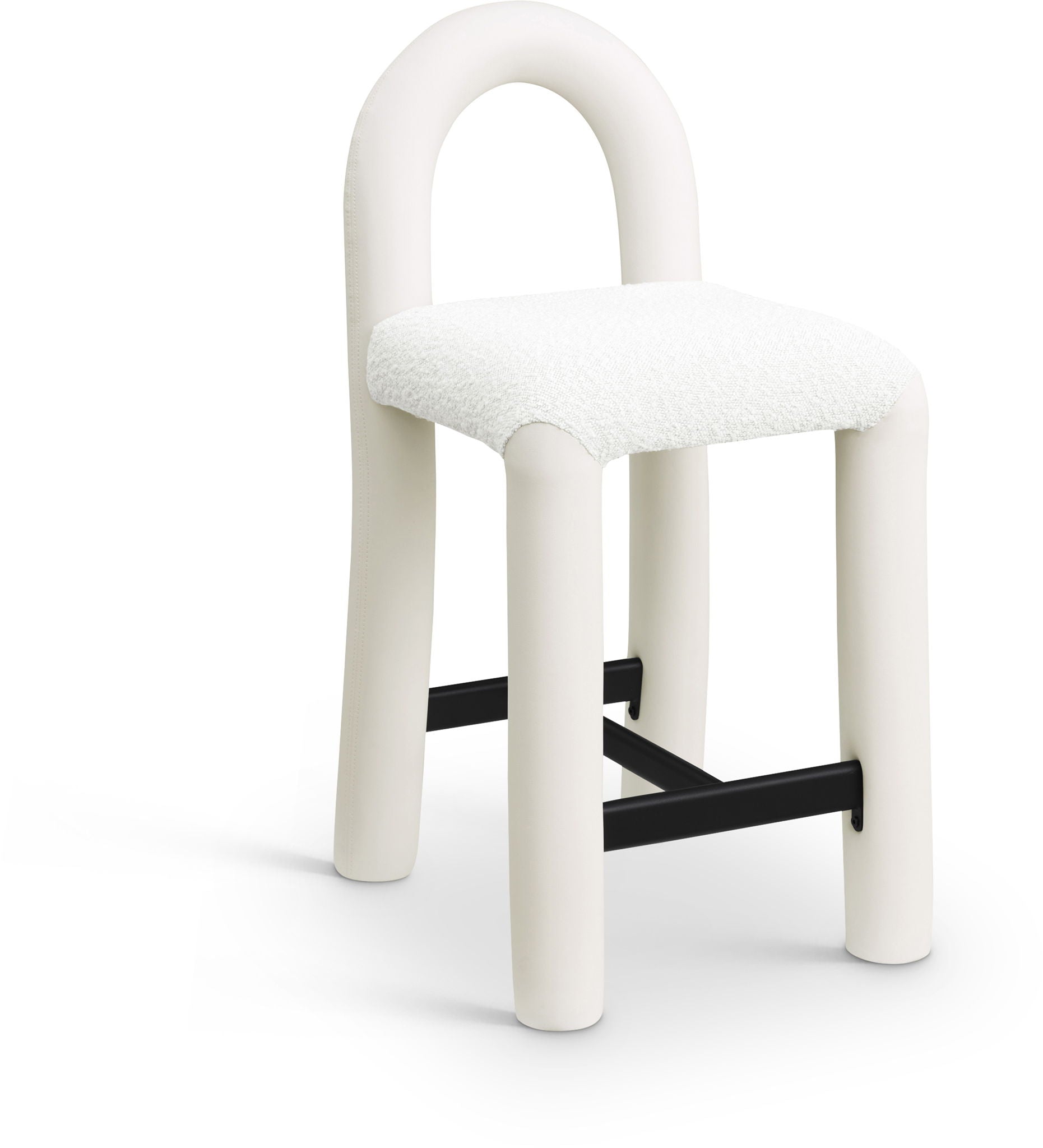 Amari - Vegan Leather and Boucle Fabric Stool - Urban Living Furniture (Los Angeles, CA)