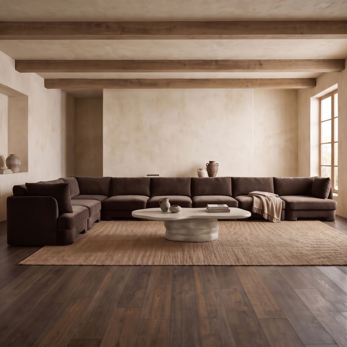 Hammond - Velvet Performance Fabric Upholstered 8 Piece L-Shaped Sectional