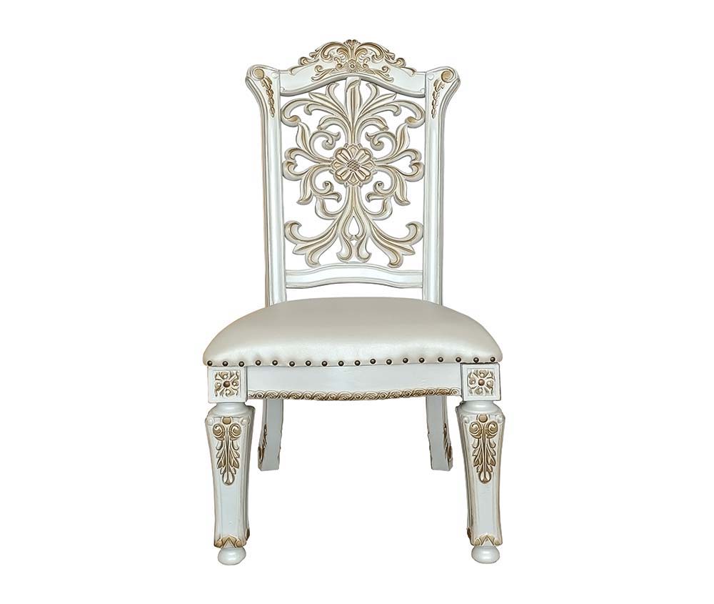 Vendom - Side Chair (Set of 2) - PU & Antique Pearl Finish - 48" - Urban Living Furniture (Los Angeles, CA)