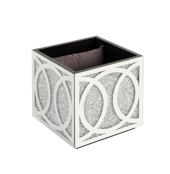 Noralie - 24" Ottoman With Storage - Mirrored & Faux Diamonds - Urban Living Furniture (Los Angeles, CA)