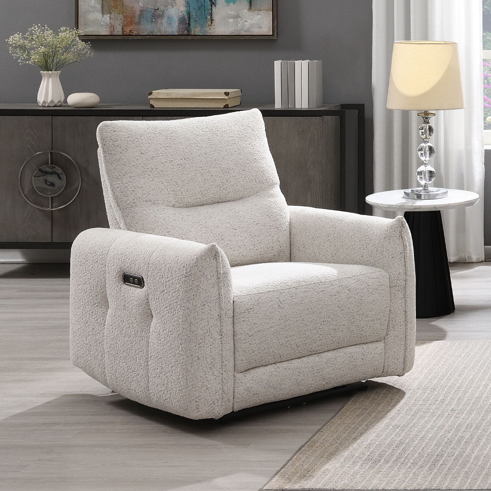 Lalisa - Power Motion Recliner With USB Port - Cream Chenille - Urban Living Furniture (Los Angeles, CA)