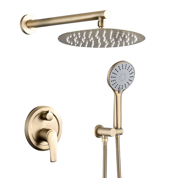 Wall Mounted Shower Set With High Pressure Rain Shower Head And 5 Function Handheld Shower Head