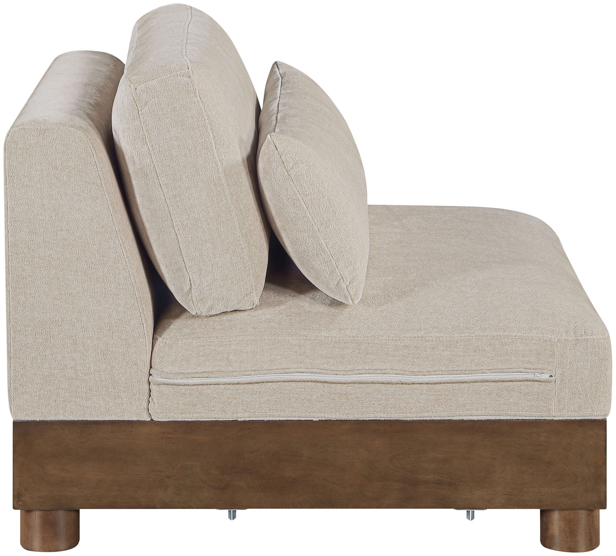 Turin - Chenille Fabric Upholstered Modular Armless Chair - Taupe / Brown Walnut - Urban Living Furniture (Los Angeles, CA)