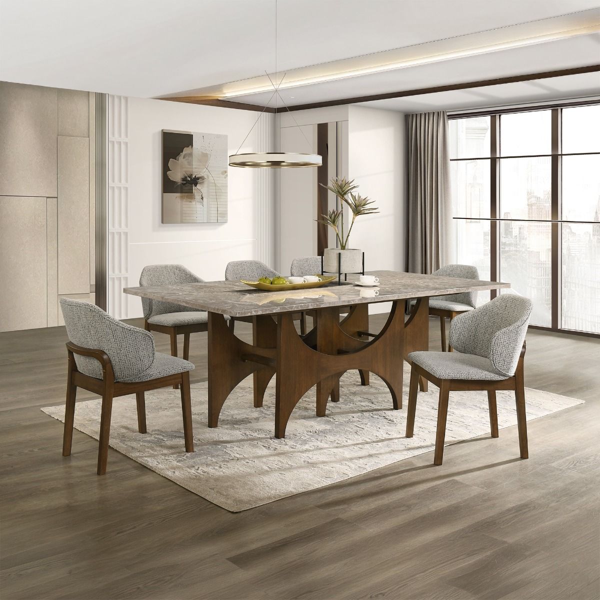 Oleia - Side Chair (Set of 2) - Chenille & Walnut - Urban Living Furniture (Los Angeles, CA)