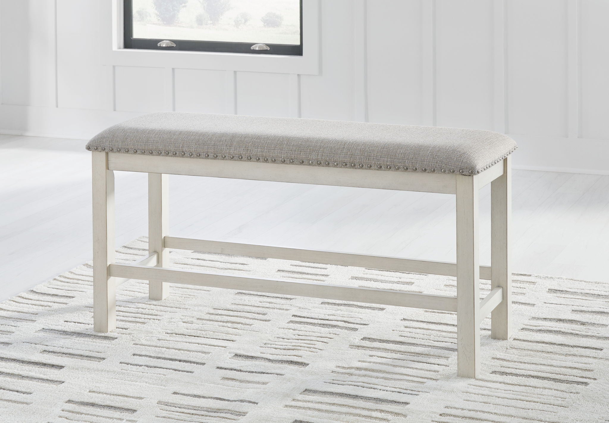 Robbinsdale - Antique White - Dbl Counter Height Upholstered Dining Bench - Urban Living Furniture (Los Angeles, CA)