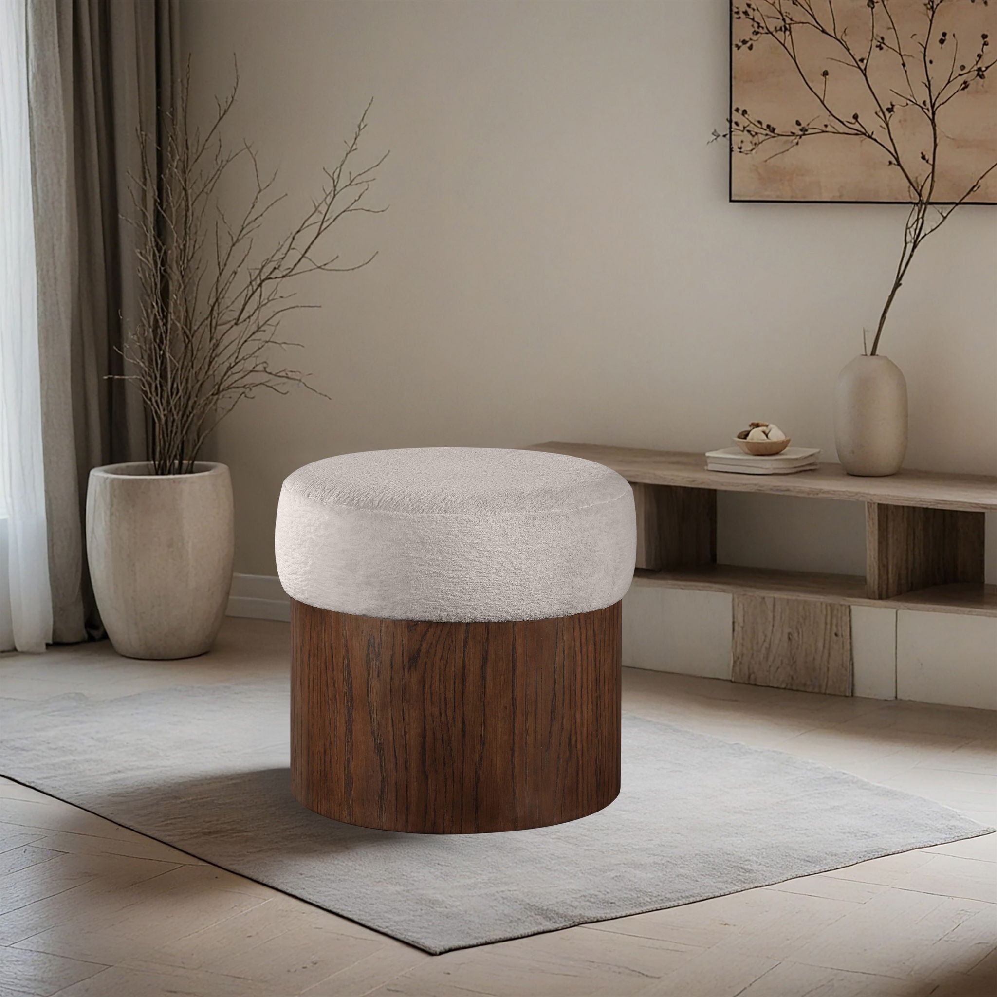 Nimes - Ottoman / Stool With Brown Base - Urban Living Furniture (Los Angeles, CA)