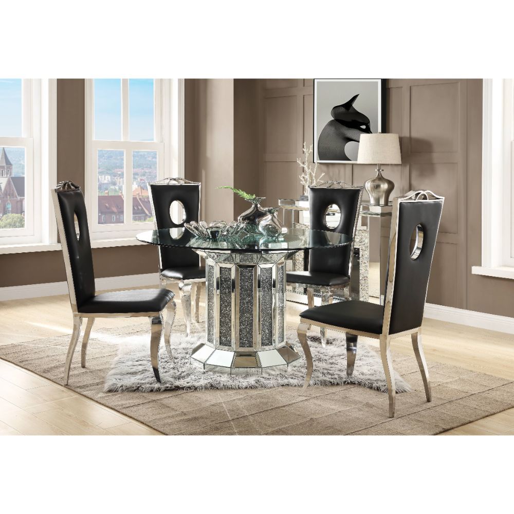 Noralie - Dining Table - Mirrored & Faux Diamonds - Wood - 30" - Urban Living Furniture (Los Angeles, CA)