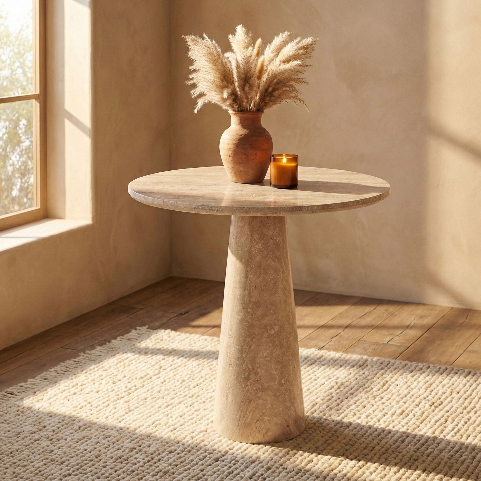 Fontelina - 30" Genuine Bistro Dining Table - Travertine - Urban Living Furniture (Los Angeles, CA)