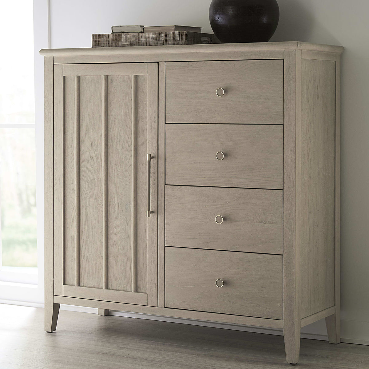 Camden - Six Drawer One Door Oak Wood Chest - Chai