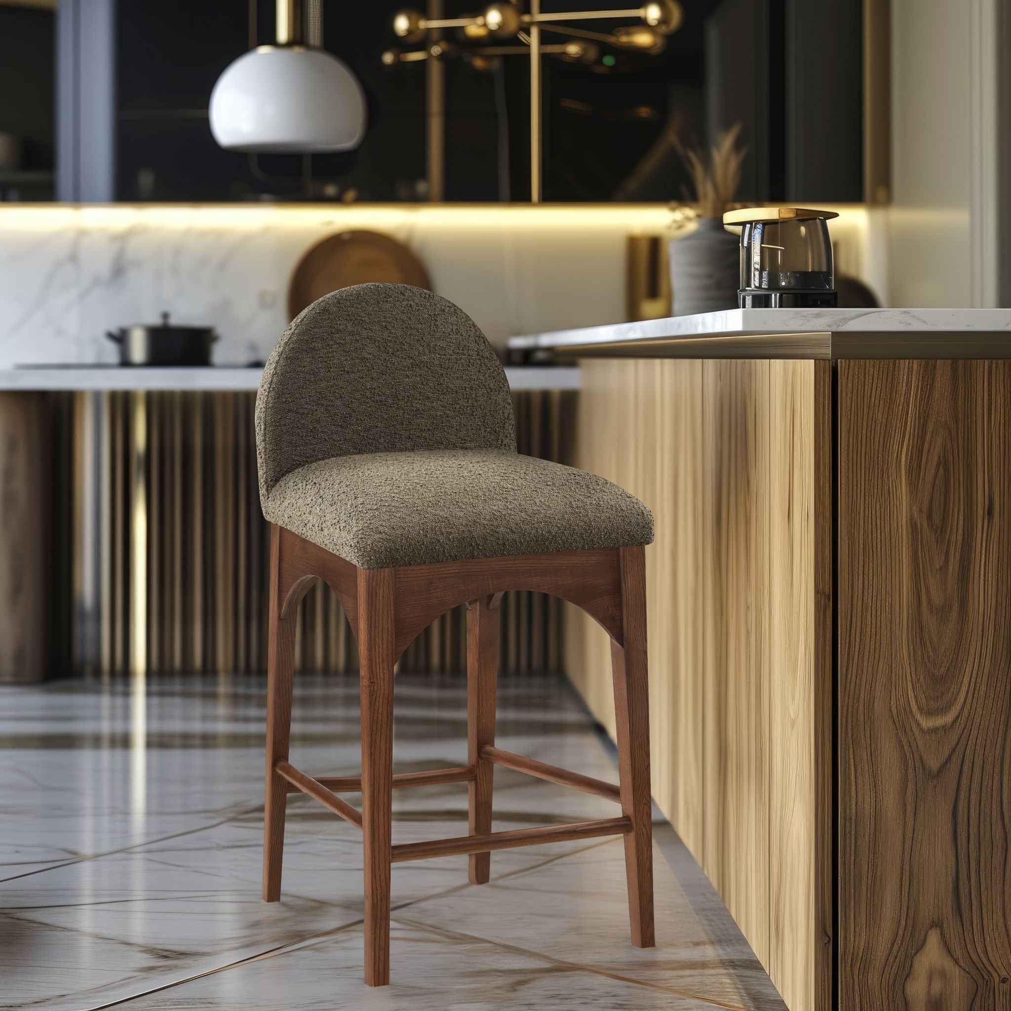 Waldorf - Boucle Stool With Brown Legs - Urban Living Furniture (Los Angeles, CA)