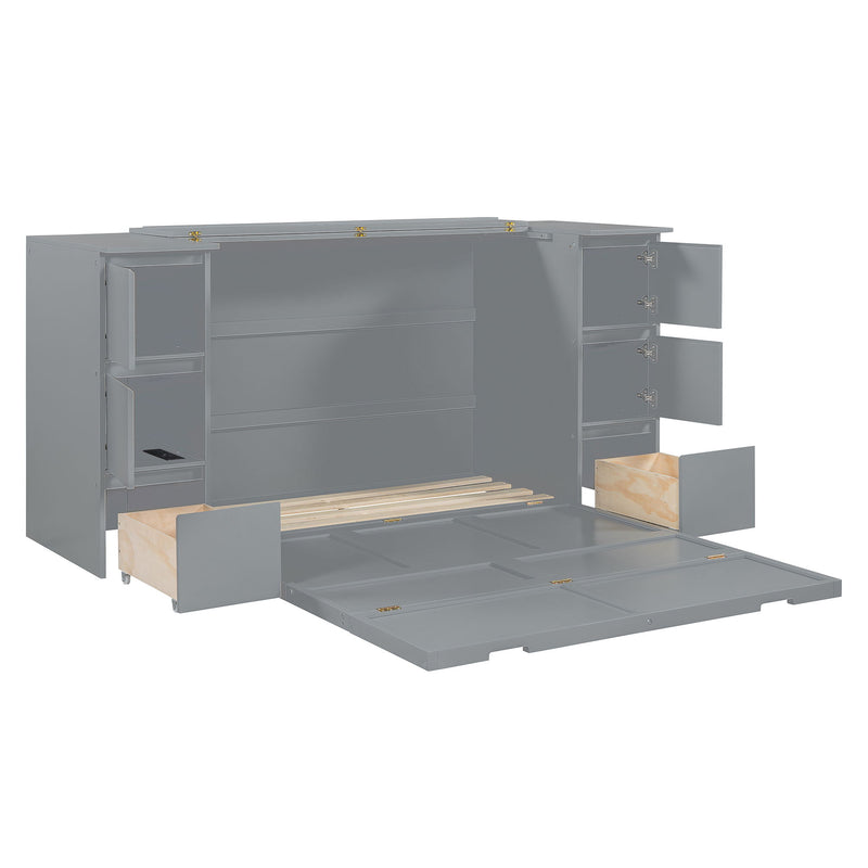 Murphy Bed With Drawers, Cabinets, And USB Ports