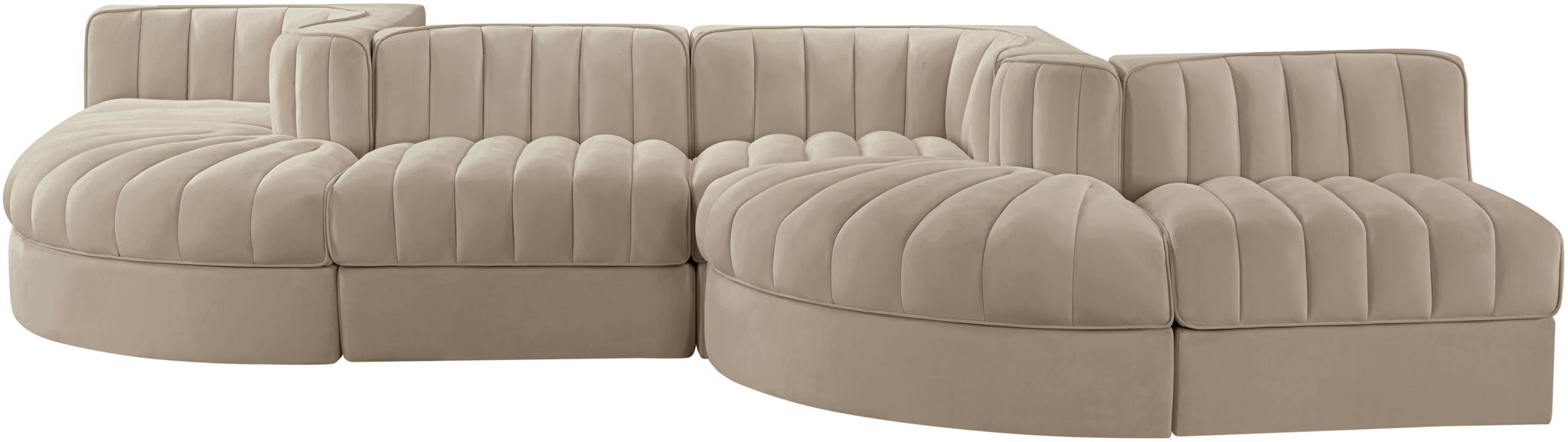 Rummi - Rounded Velvet Performance Fabric Upholstered 6 Piece Modular Sectional - Urban Living Furniture (Los Angeles, CA)