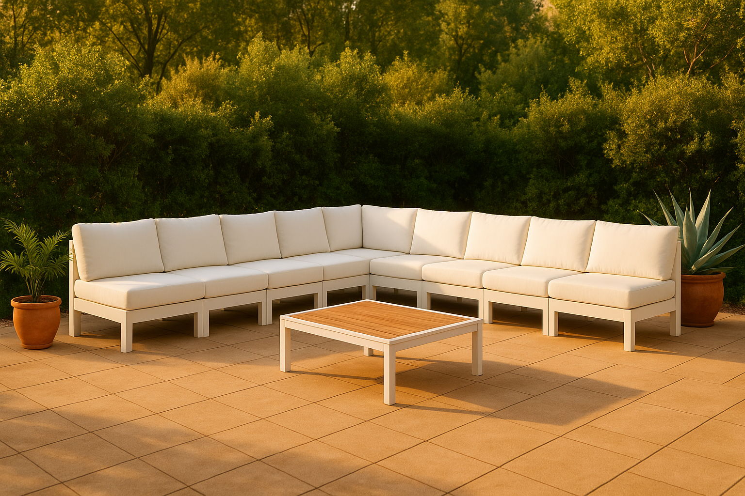 Nizuc - Outdoor Patio 9 Piece Modular Sectional With White Frame - Urban Living Furniture (Los Angeles, CA)