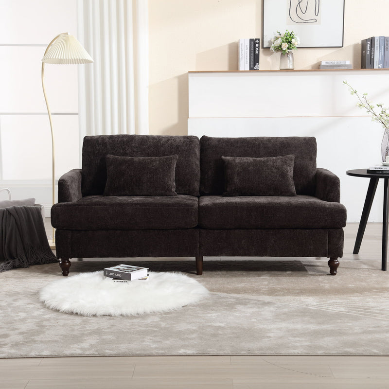 Mid Century Modern Chenille Fabric Loveseat Sofa, 2 Seat Upholstered Couch