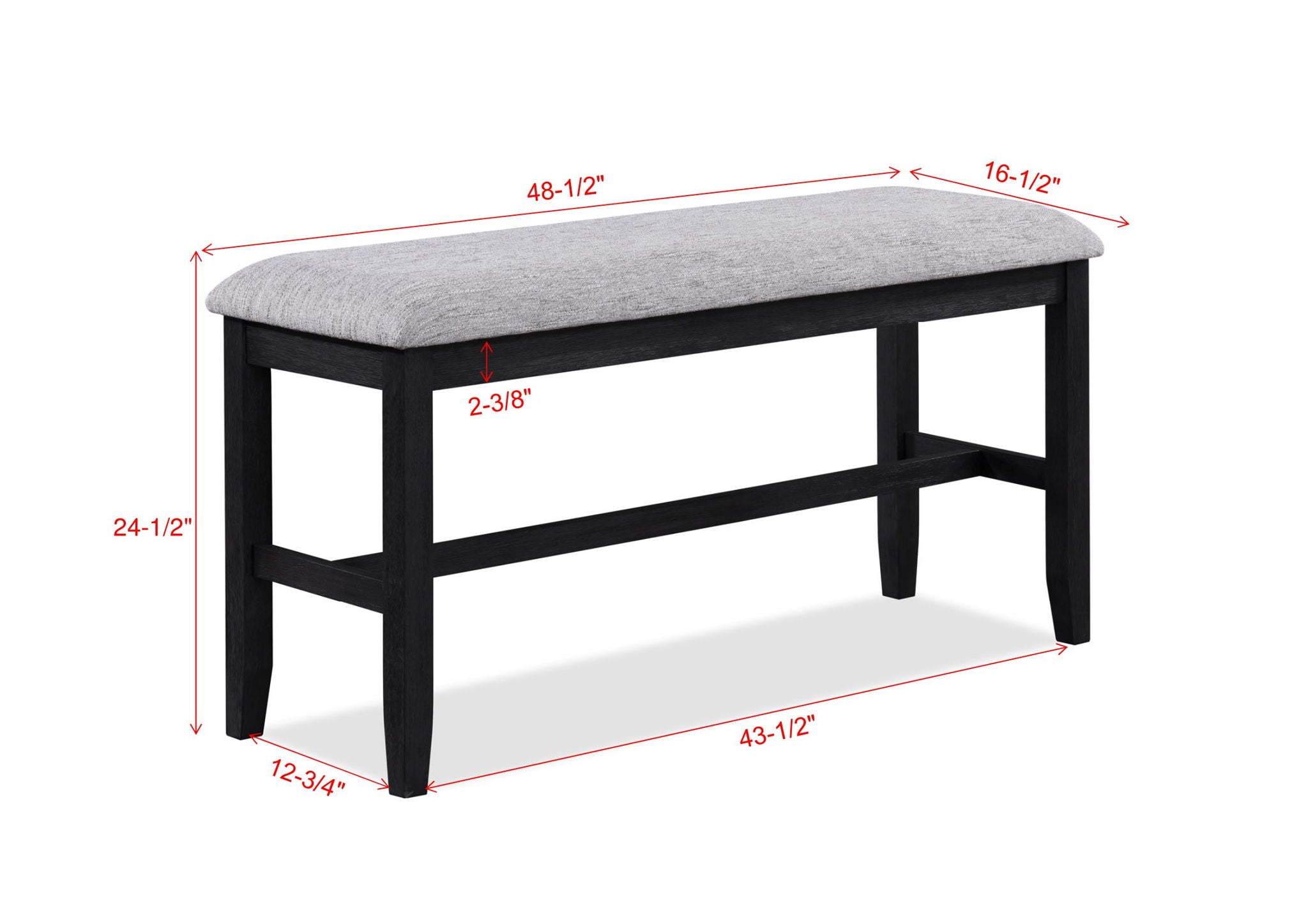 Buford - Counter Height Bench - Charcoal / Light Gray - Urban Living Furniture (Los Angeles, CA)