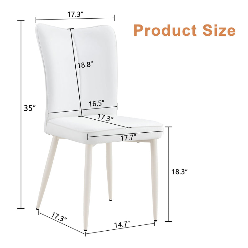Style Minimalist Dining Chairs With 2 White Sponge Seats And Metal Legs, With 1 Chair Serving Multiple Purposes - Milky White