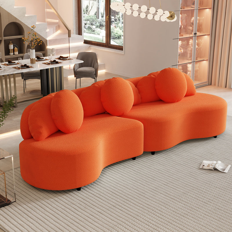 Modern Living Room Sofa Lamb Velvet Upholstered For Home