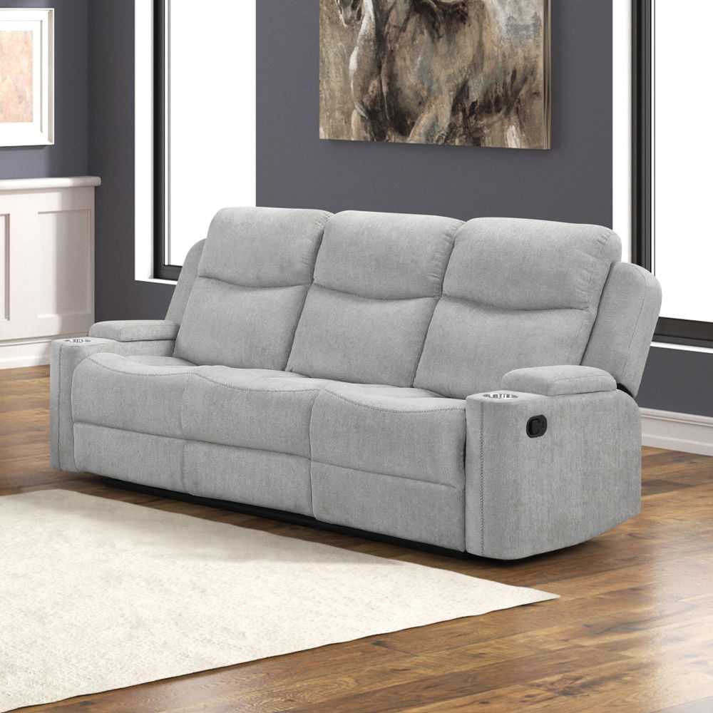 Galya - Motion Loveseat With Console - Light Gray Chenille - Urban Living Furniture (Los Angeles, CA)