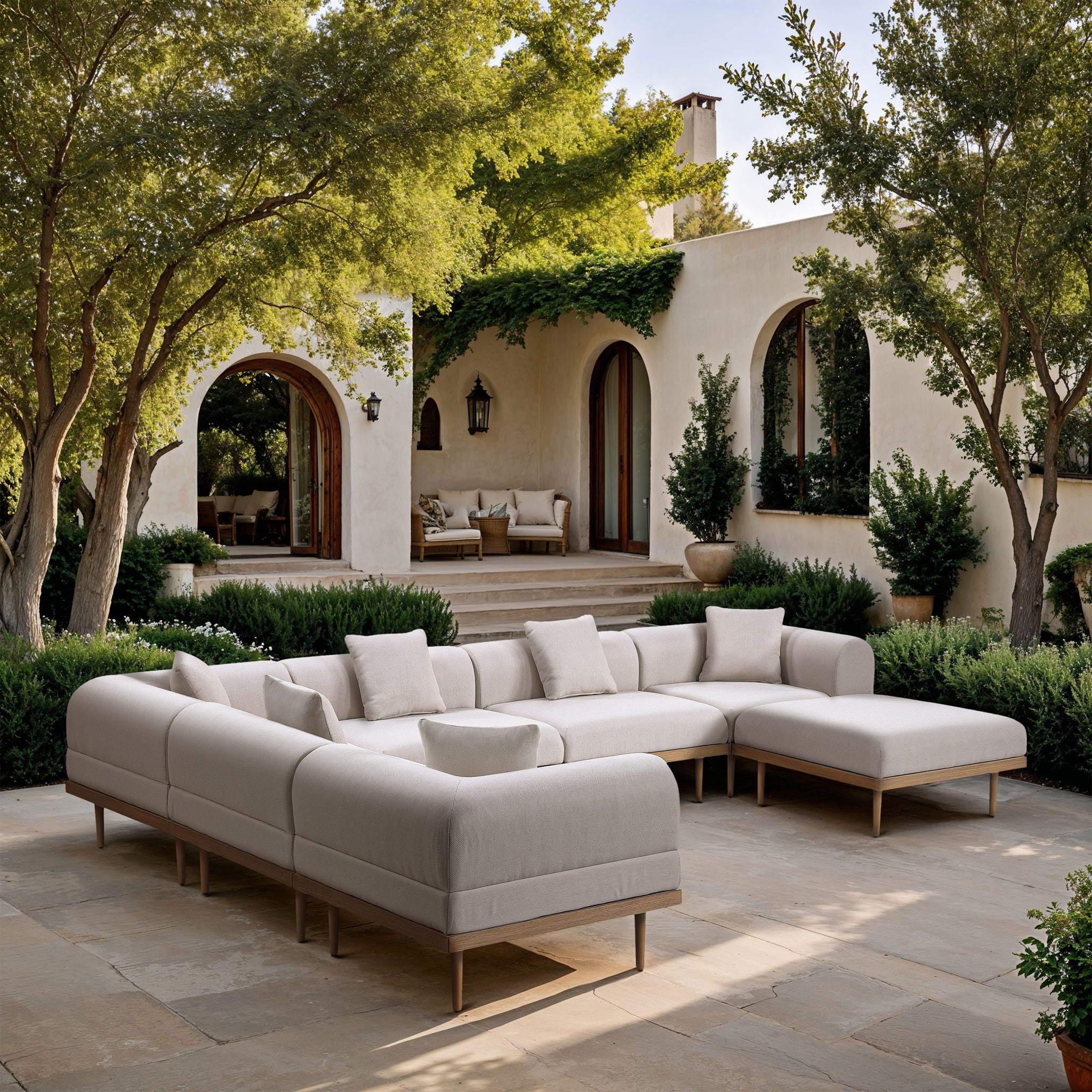 Laguna - 7 Piece Resilient Water Resistant Fabric 142" Upholstered Outdoor Patio Modular Sectional - Urban Living Furniture (Los Angeles, CA)
