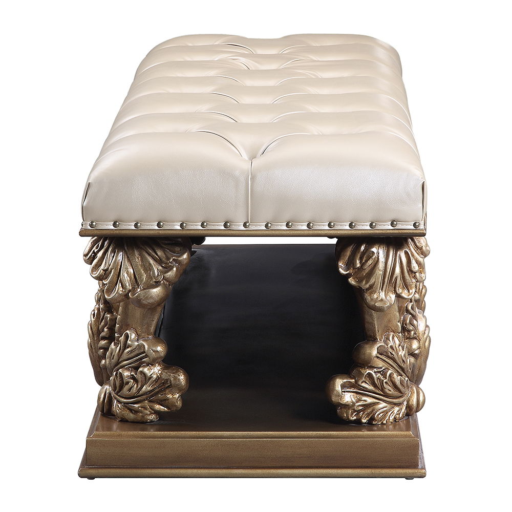 Constantine - Bench - Light Gold Synthetic Leather , Brown & Gold - Urban Living Furniture (Los Angeles, CA)