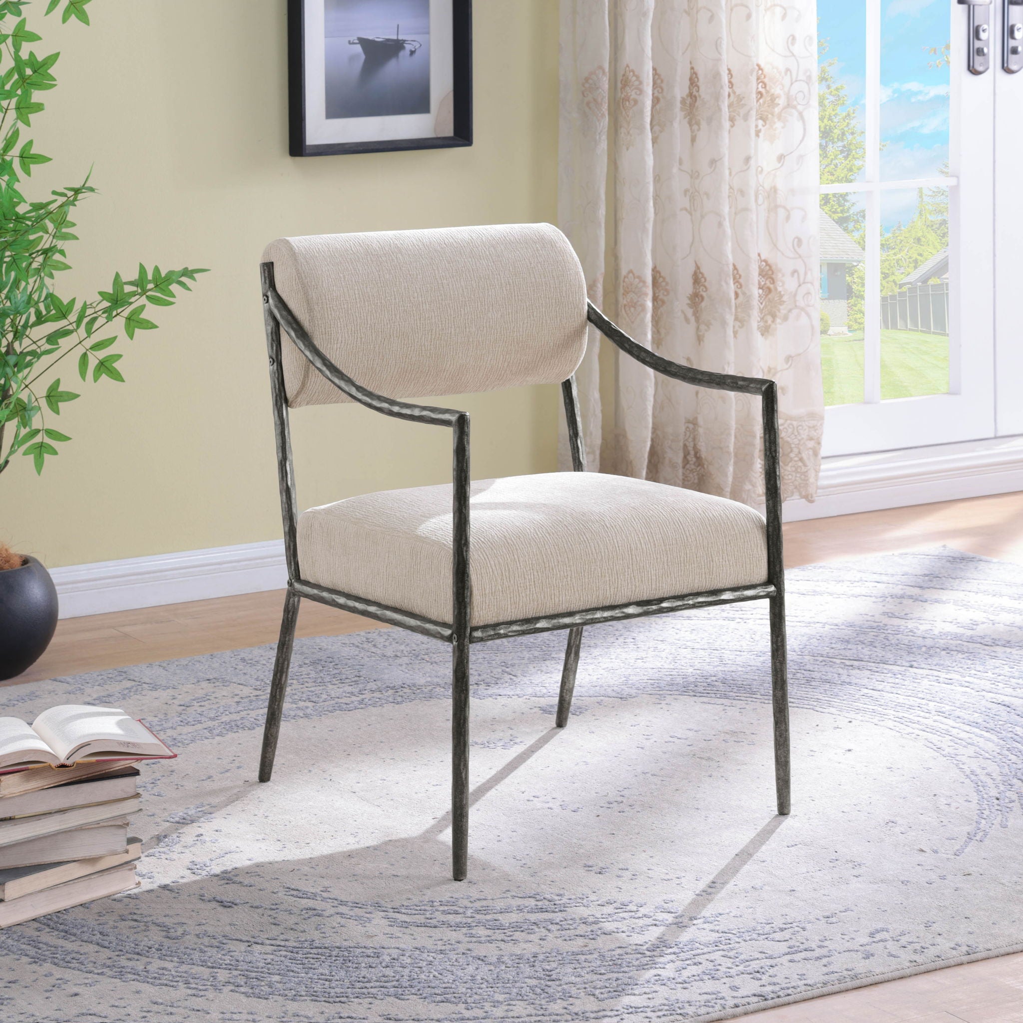 Bastille - Upholstered Dining Arm Chair (Set of 2) - Silver Frame - Urban Living Furniture (Los Angeles, CA)